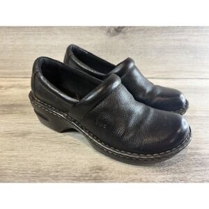 BOC Born Concept Peggy Clogs Womens 8 M Black Leather Upper Slip On Shoes